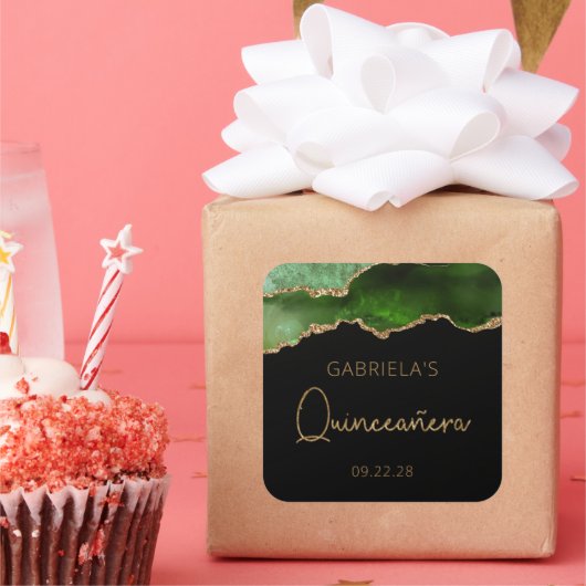 シックアゲートゲードグリーン金ゴールドクインセアニラ スクエアシール (パーティー)