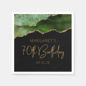 シックアゲートゲードグリーン金ゴールド70th誕生日 スタンダードカクテルナプキン (正面)