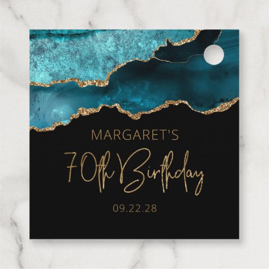 シックアゲートゲードティール(緑がかった色)金ゴールド70th誕生日 フェイバータグ (裏面)