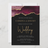 シックアゲートゲードブルゴーニュ金ゴールド結婚式招待状 招待状 (正面)