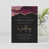 シックアゲートゲードブルゴーニュ金ゴールド結婚式招待状 招待状 (スタンド正面)