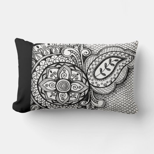 シックアステカエキゾチック民族部族イカットろうけつ染めパターン ランバークッション (正面)