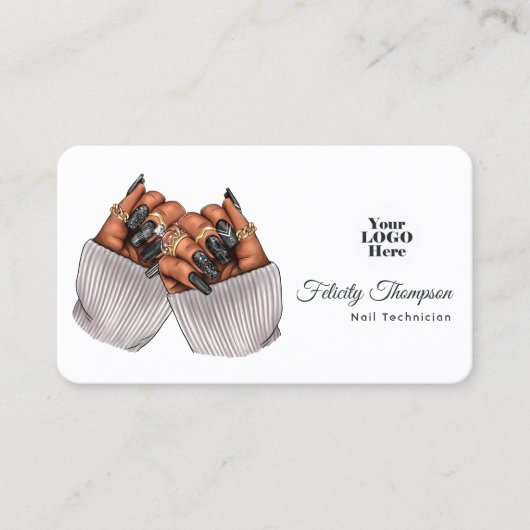 シックアフリカンアメリカンネイルサロンブランディングデザイン 名刺 (正面)