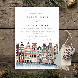 シックアムステルダムオランダカナルランドスケープ婚約 招待状