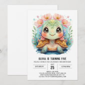 シックアンダーザシータートルガール誕生日 招待状 (正面/裏面)