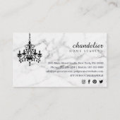 シックアンティークピンクシャンデリアマーブルビジネスカード 名刺 (裏面)