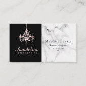 シックアンティークピンクシャンデリアマーブルビジネスカード 名刺 (正面)