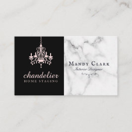シックアンティークピンクシャンデリアマーブルビジネスカード 名刺