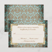 シックアンティークフランスのダマスクルックウェディングRSVP 出欠カード (正面/裏面)
