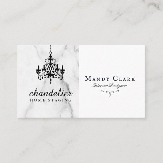シックアンティークブラックシャンデリアマーブル名刺 名刺 (正面)