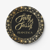 シックアンドサシエレガントー黒金ゴールド60パーティー ペーパープレート (正面)