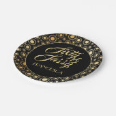シックアンドサシエレガントー黒金ゴールド60パーティー ペーパープレート (アングル)