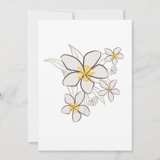 シックアンドサシーホワイト金ゴールドモダンジャスミンフローラ 招待状 (裏面)