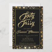 シックアンドサッシーエレガントブラック金ゴールド誕生会 招待状 (正面)