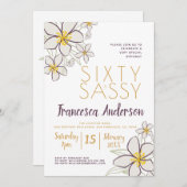 シックアンドサッシーモダンパープル金ゴールドジャスミンフローラ 招待状 (正面/裏面)