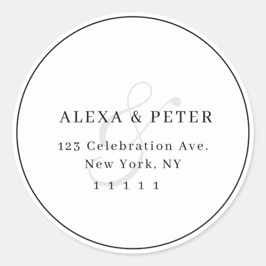 シックアンパサンド結婚ラウンド差出人住所ラベル ラウンドシール (正面)