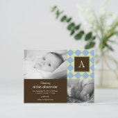 シックアーガイル男の赤ちゃん誕生発表 案内ポストカード (スタンド正面)