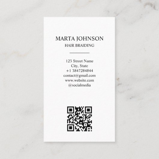 シックアートアフロアメリカン編組QRコード 名刺 (裏面)