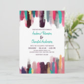 シックアートカラフル抽象芸術絵を描スミ結婚ッジ 招待状 (スタンド正面)