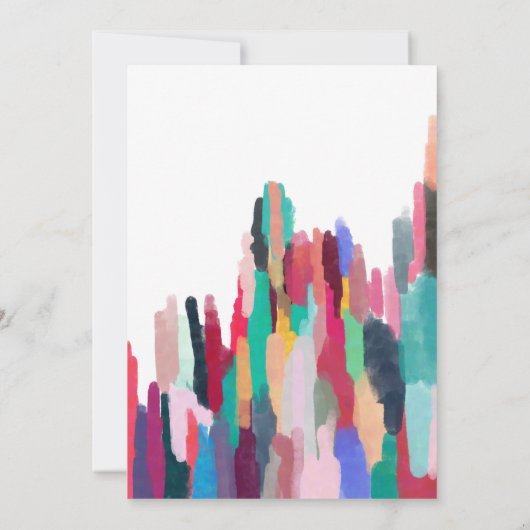 シックアートカラフル抽象芸術絵を描スミ結婚ッジ 招待状 (裏面)