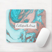シックアートバラ金ゴールドアクアミントブルーマーブルパターン マウスパッド (マウス)
