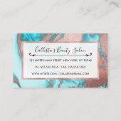 シックアートバラ金ゴールドアクアミントブルーマーブルパターン ロイヤリティカード (裏面)