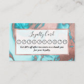 シックアートバラ金ゴールドアクアミントブルーマーブルパターン ロイヤリティカード (正面)