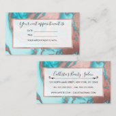 シックアートバラ金ゴールドアクアミントブルーマーブルパターン 予約カード (正面/裏面)