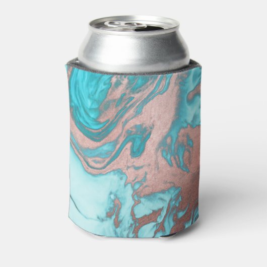 シックアートバラ金ゴールドアクアミントブルーマーブルパターン 缶クーラー (缶裏面)