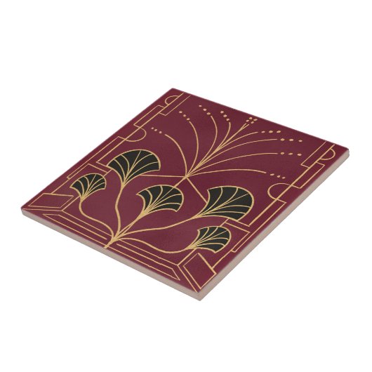 シックアールデコさくらんぼレッドファウンテンタイルパームズ タイル (側面)