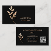 シックアールデコ金ゴールドパーソナライズされた花 名刺 (正面/裏面)