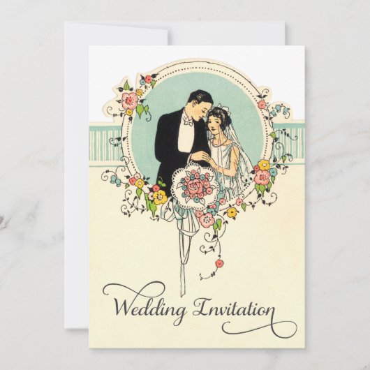 シックアールデコ1920年新郎新結婚婦 招待状 (正面)