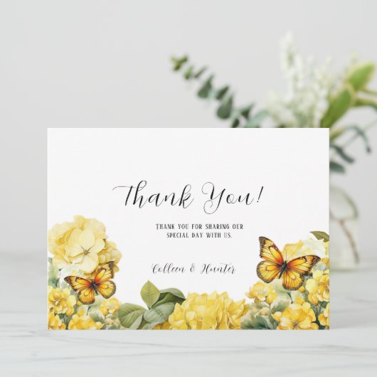 シックイエローアジランゲアバタフライサンキューカード 招待状 (スタンド正面)