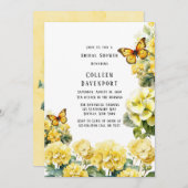 シックイエローアジランゲアバタフライブライダルシャワー 招待状 (正面/裏面)