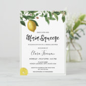 シックイエローウォーターカラーレモンテーマブライダルシャワー 招待状 (スタンド正面)