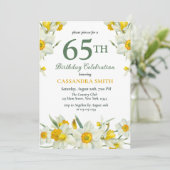 シックイエローダフォディル春フローラ誕生日 招待状 (スタンド正面)