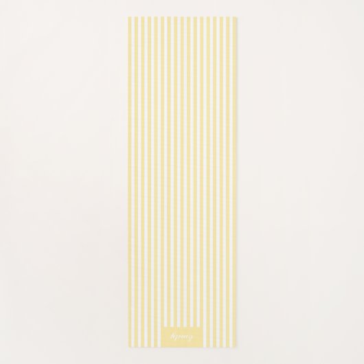 シックイエローバナナマニアホワイトストライプラインカスタム ヨガマット (正面)