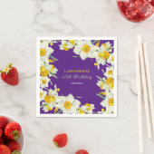 シックイエローホワイトダッフォディルフローラパープル誕生日 スタンダードカクテルナプキン (インサイチュ)