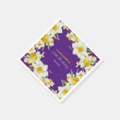 シックイエローホワイトダッフォディルフローラパープル誕生日 スタンダードカクテルナプキン (角)