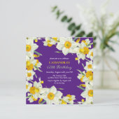 シックイエローホワイトダッフォディルフローラパープル誕生日 招待状 (スタンド正面)