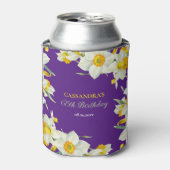 シックイエローホワイトダッフォディルフローラパープル誕生日 缶クーラー (缶正面)