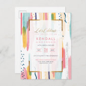 シックイエローメ絵を描ムフィス芸術的ブライダルシャワー インビテーションポストカード (正面/裏面)