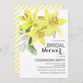 シックイエローリリーフローラグリーンブライダルシャワー 招待状 (正面/裏面)