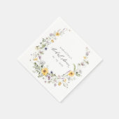 シックイエロー薄紫ワイルドフラワーリースブライダルシャワー スタンダードカクテルナプキン (角)