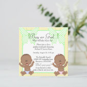 シックイエロー&グリーンバタフライのジェンダーリビール 招待状 (スタンド正面)