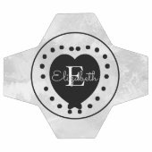 シックイニシャルモノグラム白黒グレイハート サッカーボール (フラット)