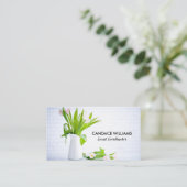 シックイベントコーディネーターパーティー計画花ホワイト 名刺 (スタンド正面)