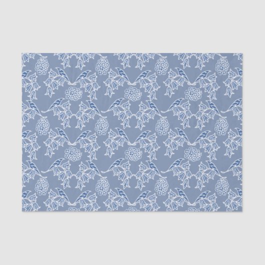 シックインディゴブルーエスニックフローラプリントティッシュペーパー 薄葉紙 (正面)