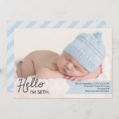 シックイントロダクション誕生のお知らせ – 青 案内状 (正面/裏面)