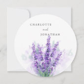 シックウィステリア薄紫フローラユニークリース結婚ズ 招待状 (裏面)